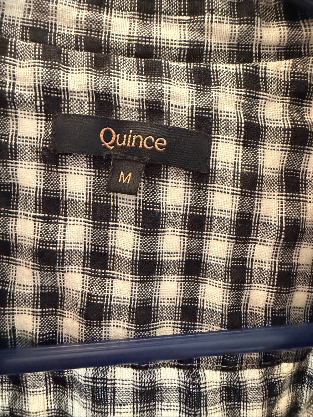 Quince Black and White Checked Midi Dress